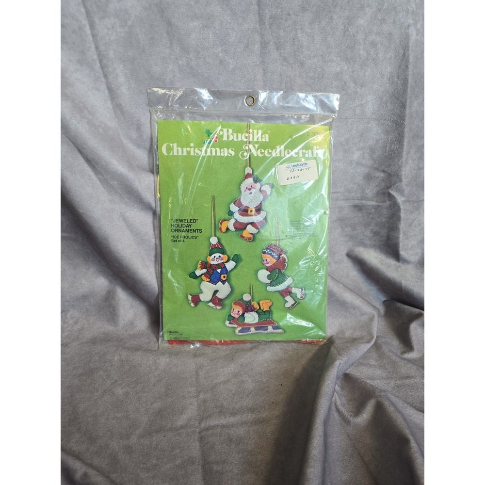 VTG Bucilla Unopened Christmas Needlecraft Ice Frolics Skating Ornaments 3388